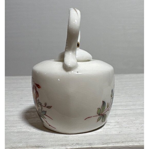 Miniature Doll House Floral Fine Bone China Teapot By Lu Pao Taiwan Gold Accents - Picture 3 of 11